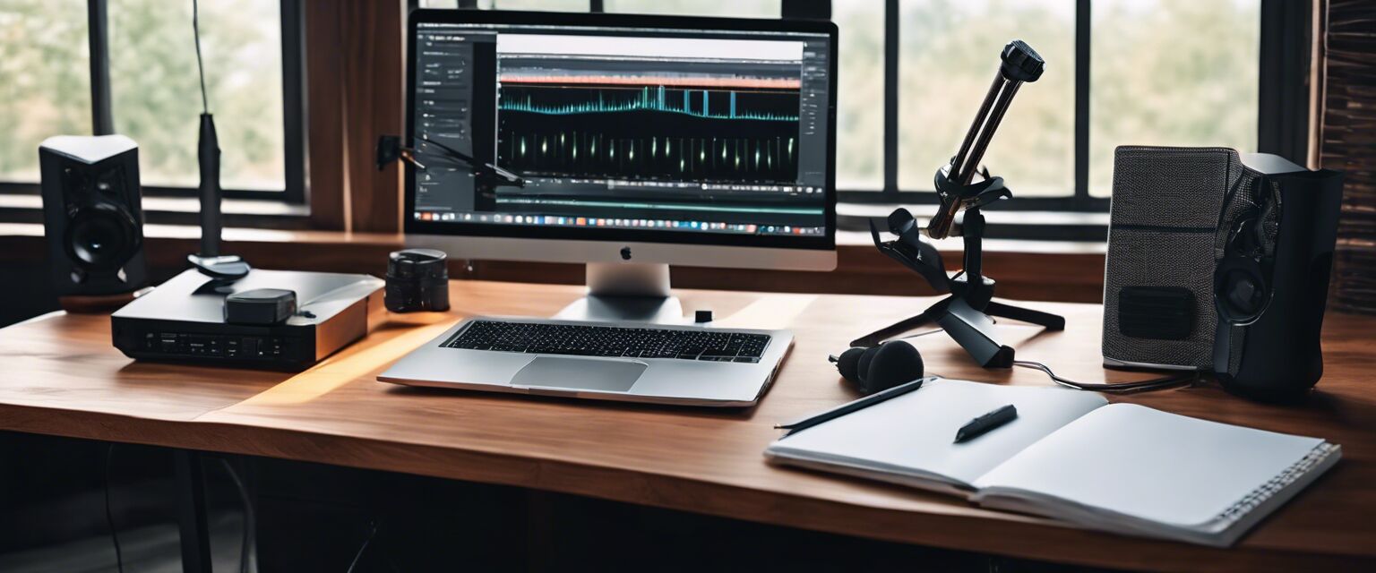 Professional microphone setup on a desk